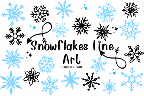 Elevating Winter Web Design with Snowflakes Line Art Font
